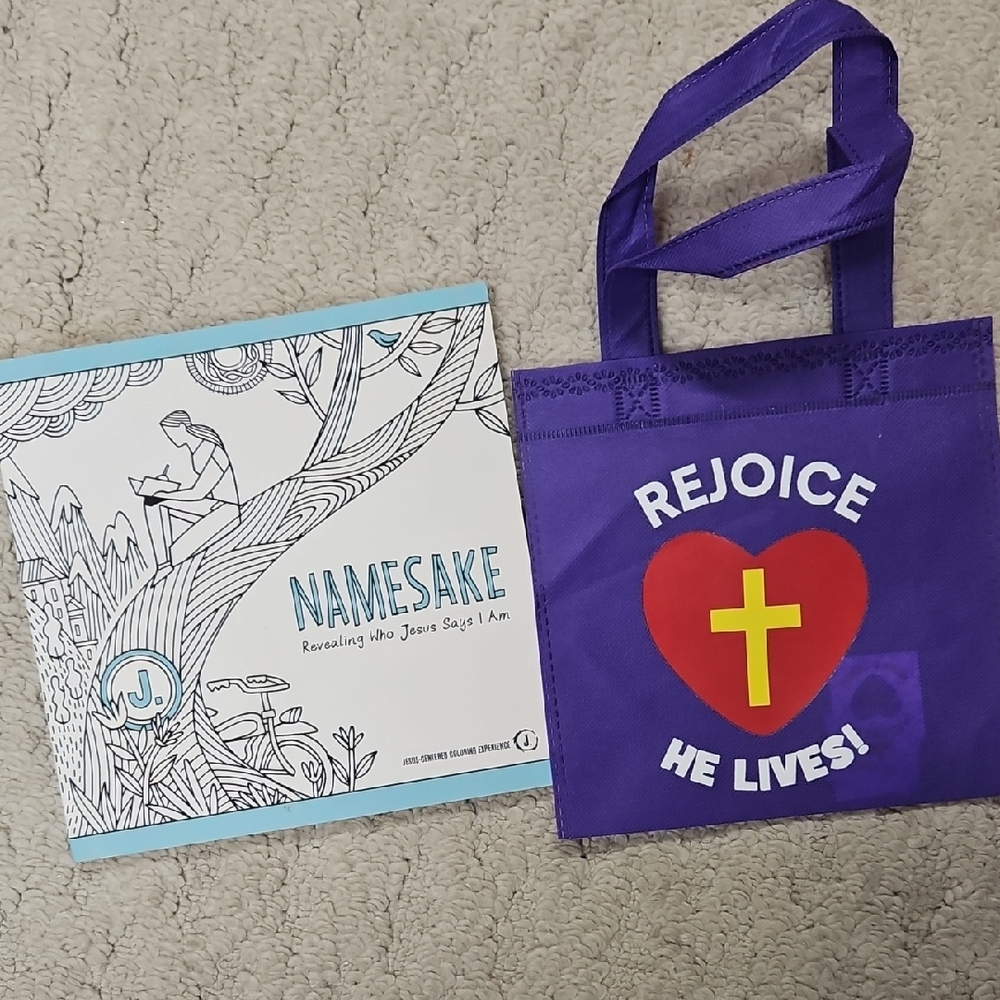 LAST CHANCE$$$ Religious Bundle Purple Tote And Namesake Coloring Book